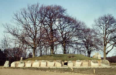 The passage grave Kong Svendshøj on Lolland, after restoration in 1991. The megalithic tombs of the Stone Age
